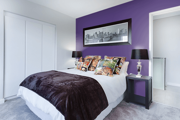 Pretty Photo frame on Dark Pastel Indigo color Bedroom interior wall color