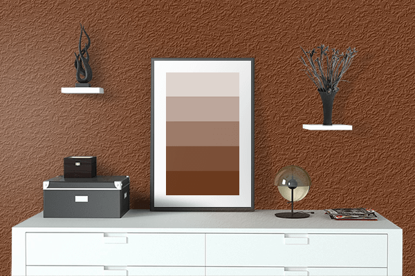Pretty Photo frame on Warm Chocolate color drawing room interior textured wall