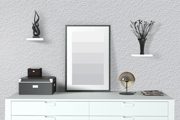 Pretty Photo frame on Bright Grey color drawing room interior textured wall