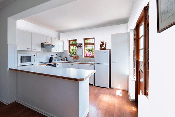 Pretty Photo frame on American White color kitchen interior wall color