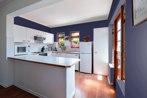 Pretty Photo frame on Indigo Denim color kitchen interior wall color