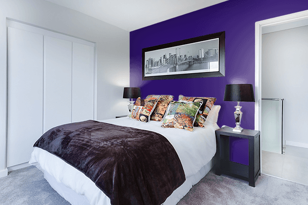 Pretty Photo frame on Purple Indigo color Bedroom interior wall color