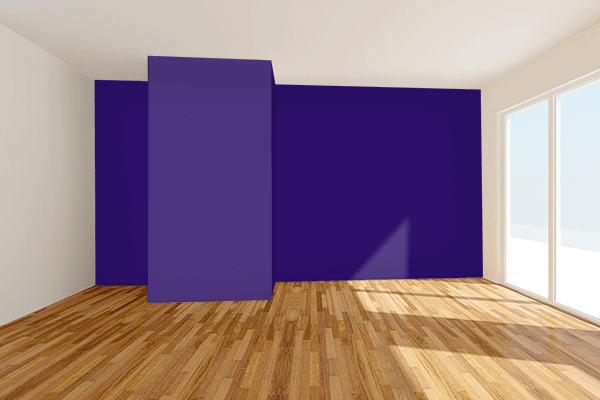 Pretty Photo frame on Purple Indigo color Living room wal color