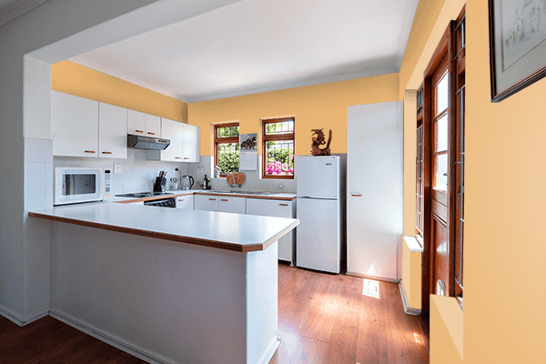 Pretty Photo frame on Warm Peach color kitchen interior wall color