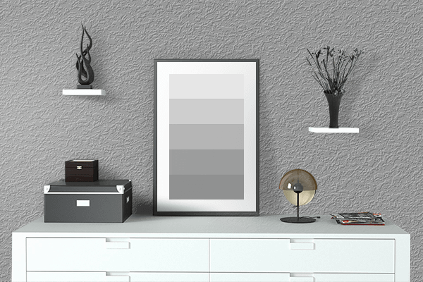Pretty Photo frame on Spanish Gray color drawing room interior textured wall