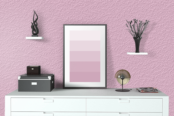 Pretty Photo frame on Pale Rose color drawing room interior textured wall