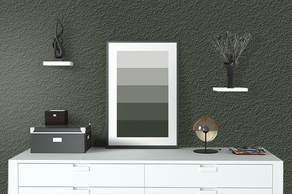 Pretty Photo frame on Bottle Green (RAL) color drawing room interior textured wall