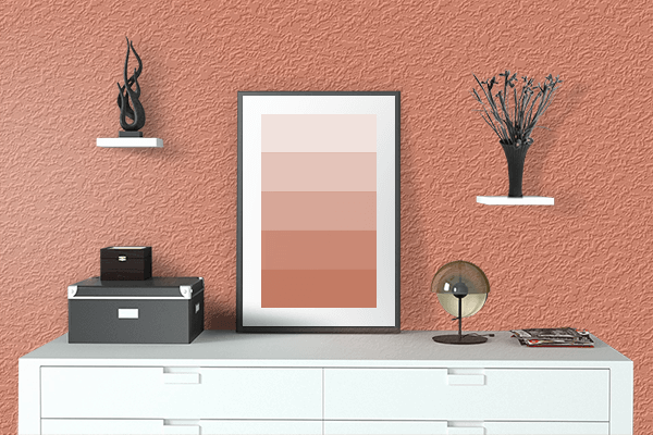 Pretty Photo frame on ときがら茶 (Tokigaracha) color drawing room interior textured wall