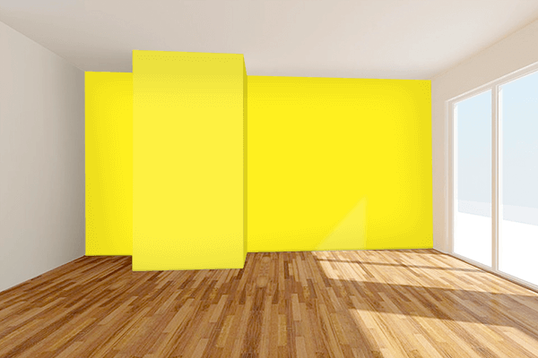 Pretty Photo frame on Neon Yellow color Living room wal color