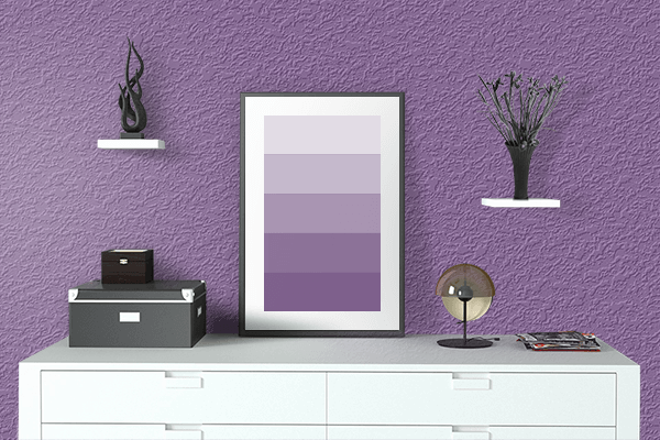 Pretty Photo frame on 藤紫 (Fujimurasaki) color drawing room interior textured wall
