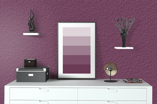 Pretty Photo frame on 蒲萄 (Ebizome) color drawing room interior textured wall