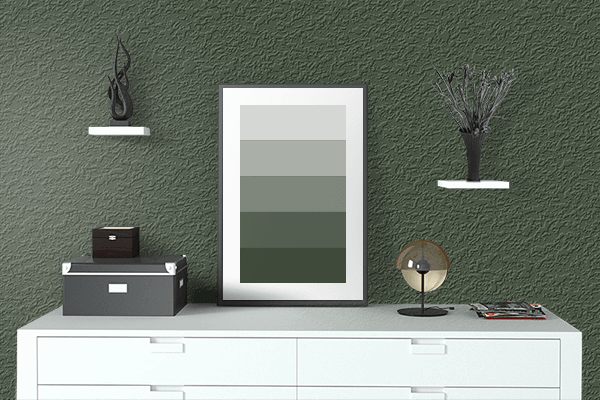 Pretty Photo frame on Tropical Green Camouflage color drawing room interior textured wall