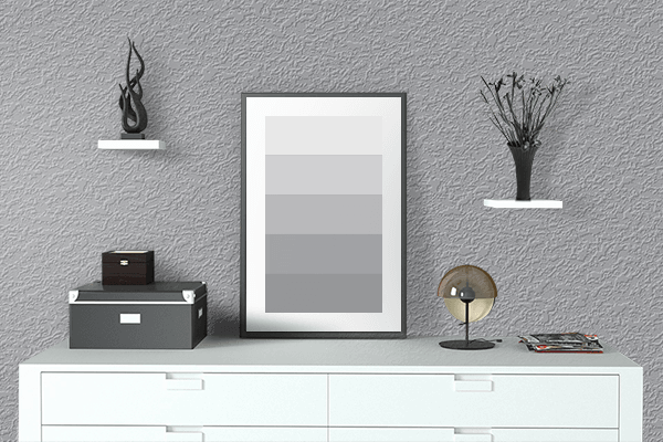 Pretty Photo frame on Metallic Silver color drawing room interior textured wall