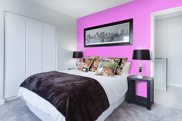 Pretty Photo frame on Violet color Bedroom interior wall color