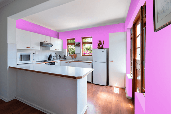 Pretty Photo frame on Violet color kitchen interior wall color