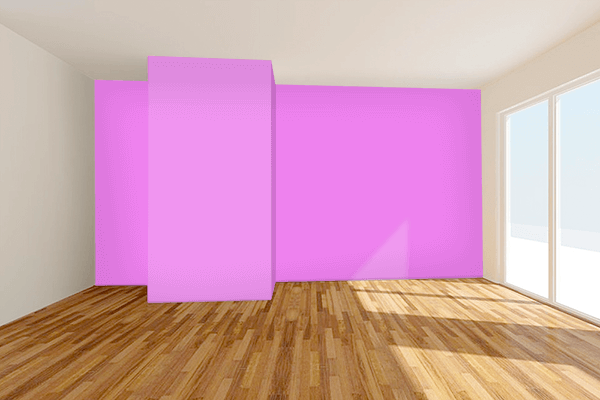 Pretty Photo frame on Violet color Living room wal color