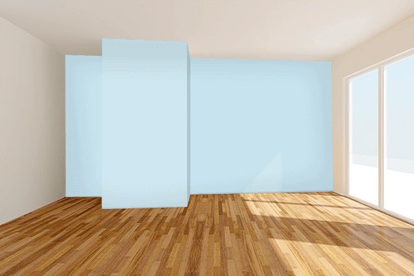 Pretty Photo frame on Soft Light Blue color Living room wal color