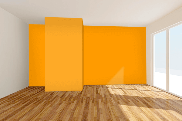 Pretty Photo frame on Dutch Orange color Living room wal color