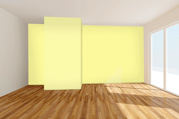 Pretty Photo frame on Soft Lemon color Living room wal color