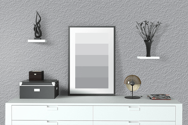 Pretty Photo frame on Tech Silver color drawing room interior textured wall