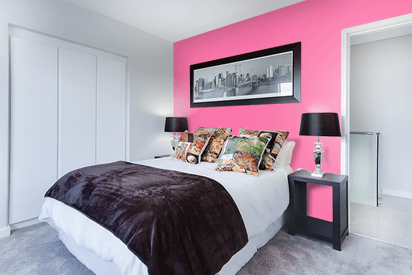 Pretty Photo frame on Happy Pink color Bedroom interior wall color