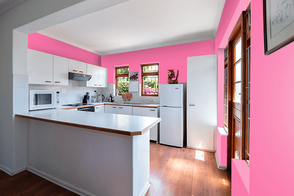 Pretty Photo frame on Happy Pink color kitchen interior wall color