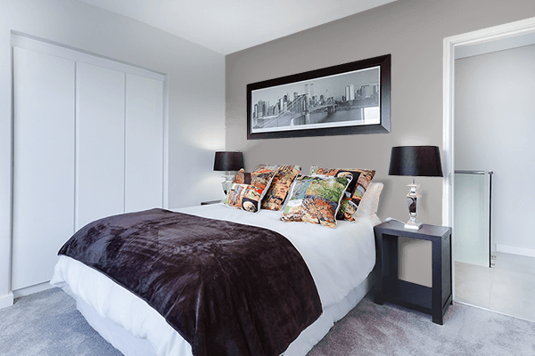 Pretty Photo frame on Warm Grey color Bedroom interior wall color