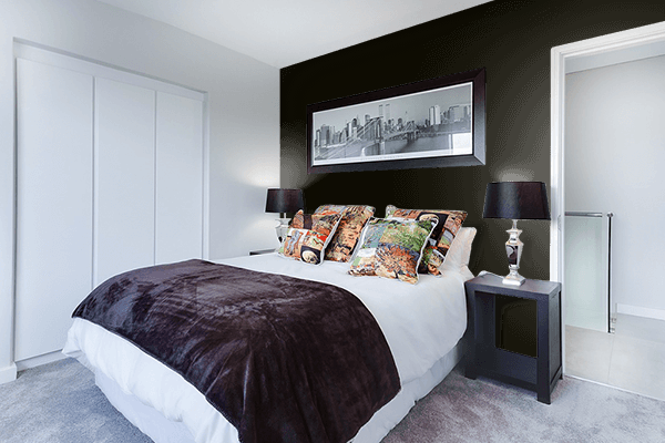 Pretty Photo frame on Carbon Black color Bedroom interior wall color
