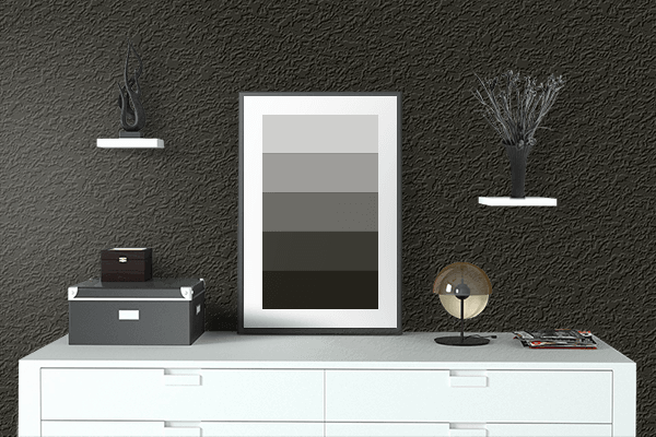 Pretty Photo frame on Carbon Black color drawing room interior textured wall