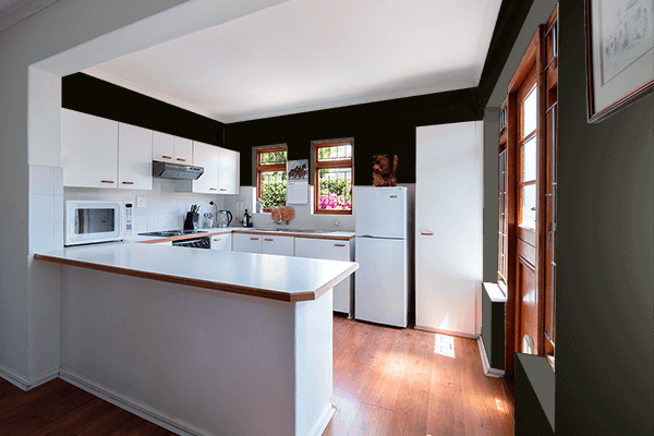 Pretty Photo frame on Carbon Black color kitchen interior wall color