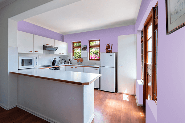 Pretty Photo frame on Calming Lavender color kitchen interior wall color