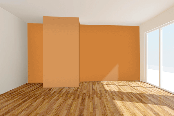 Pretty Photo frame on Russet Orange color Living room wal color