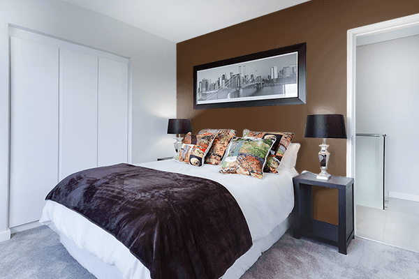 Pretty Photo frame on Matte Dark Brown color Bedroom interior wall color