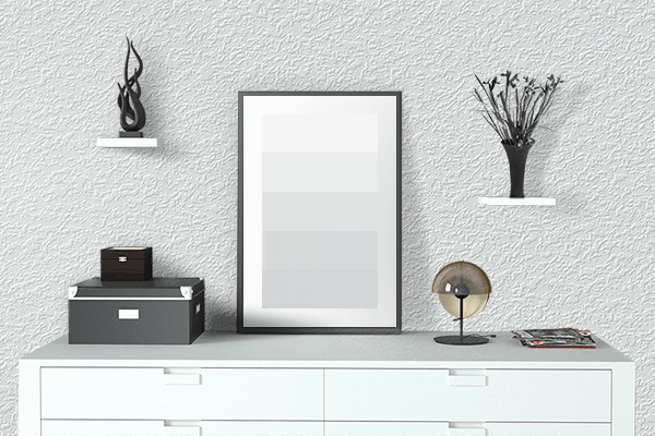 Pretty Photo frame on Flat White color drawing room interior textured wall