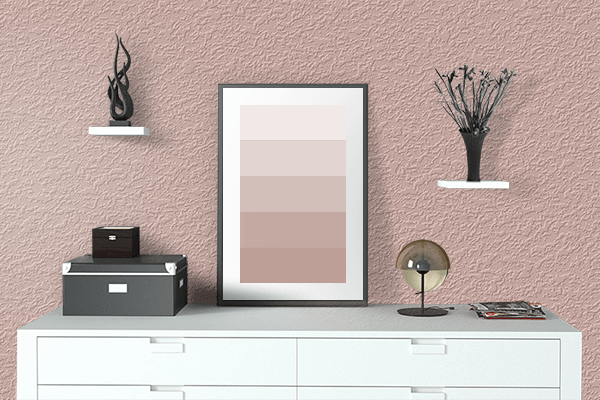 Pretty Photo frame on Pink Sand color drawing room interior textured wall