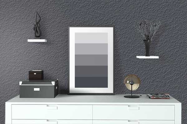 Pretty Photo frame on Soft Charcoal color drawing room interior textured wall