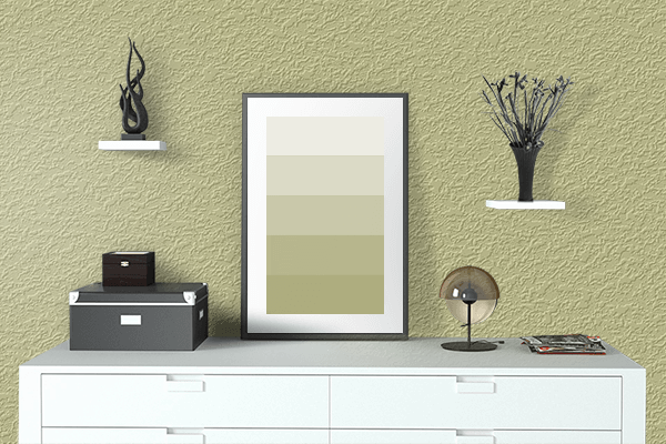 Pretty Photo frame on Hazel color drawing room interior textured wall