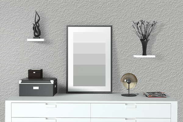 Pretty Photo frame on Light Grey (RAL) color drawing room interior textured wall