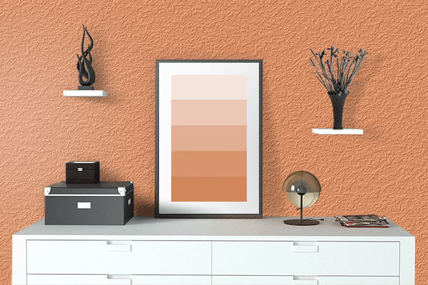 Pretty Photo frame on 梅染 (Umezome) color drawing room interior textured wall