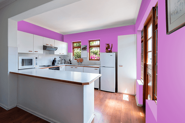 Pretty Photo frame on Matte Fuchsia color kitchen interior wall color