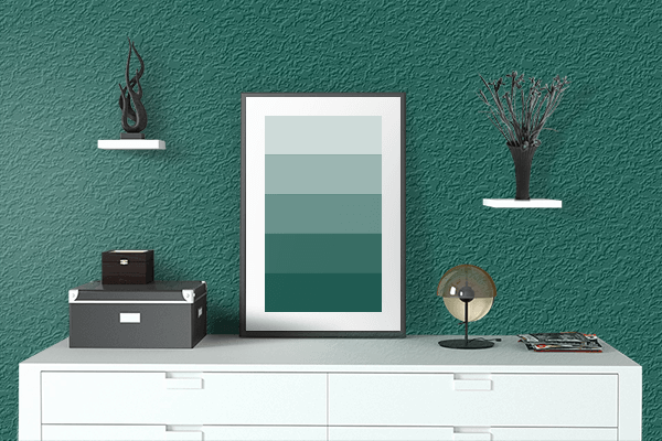 Pretty Photo frame on Pearl Opal Green (RAL) color drawing room interior textured wall