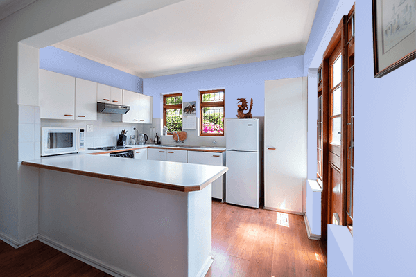Pretty Photo frame on Pastel Denim color kitchen interior wall color