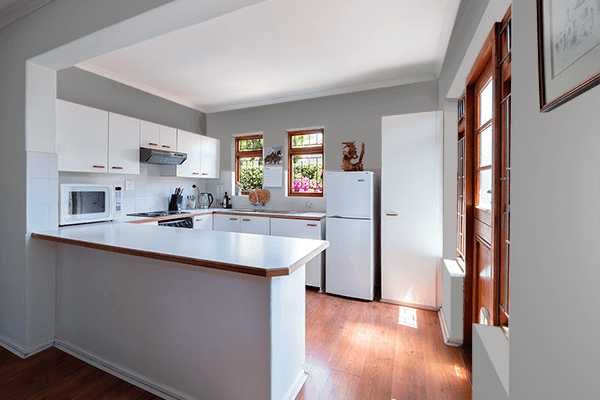 Pretty Photo frame on Fashion Gray color kitchen interior wall color