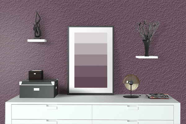 Pretty Photo frame on Eggplant (Crayola) color drawing room interior textured wall