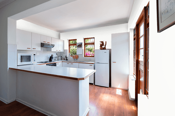 Pretty Photo frame on Coconut White color kitchen interior wall color