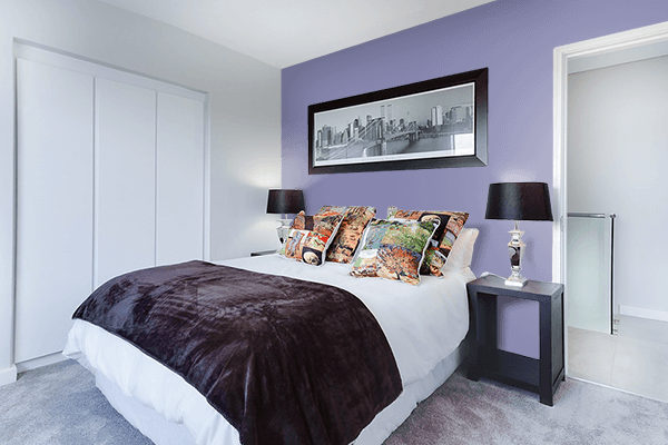 Pretty Photo frame on Pastel Indigo color Bedroom interior wall color