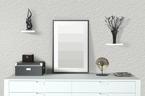 Pretty Photo frame on Traffic White (RAL) color drawing room interior textured wall