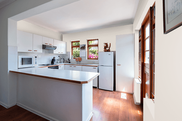 Pretty Photo frame on Dark White color kitchen interior wall color