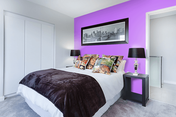 Pretty Photo frame on Deep Mauve color Bedroom interior wall color