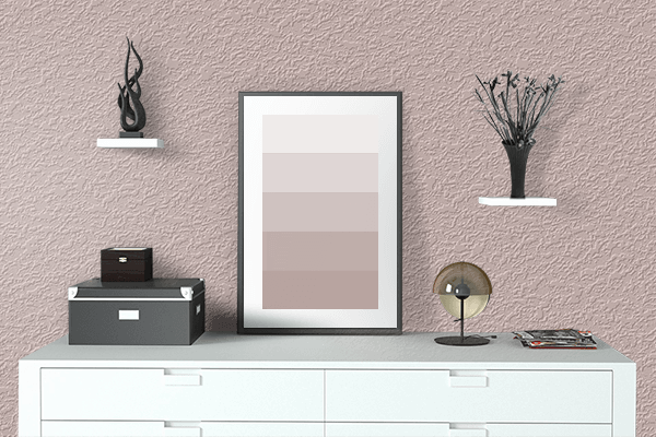 Pretty Photo frame on Neutral Pink color drawing room interior textured wall